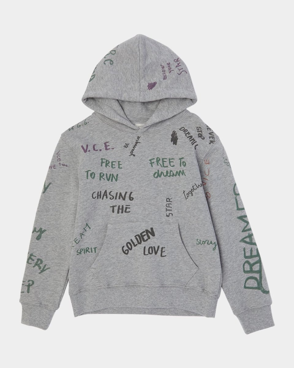 Kid's Journey Placed-Print Cotton Fleece Hoodie, Size 4-12